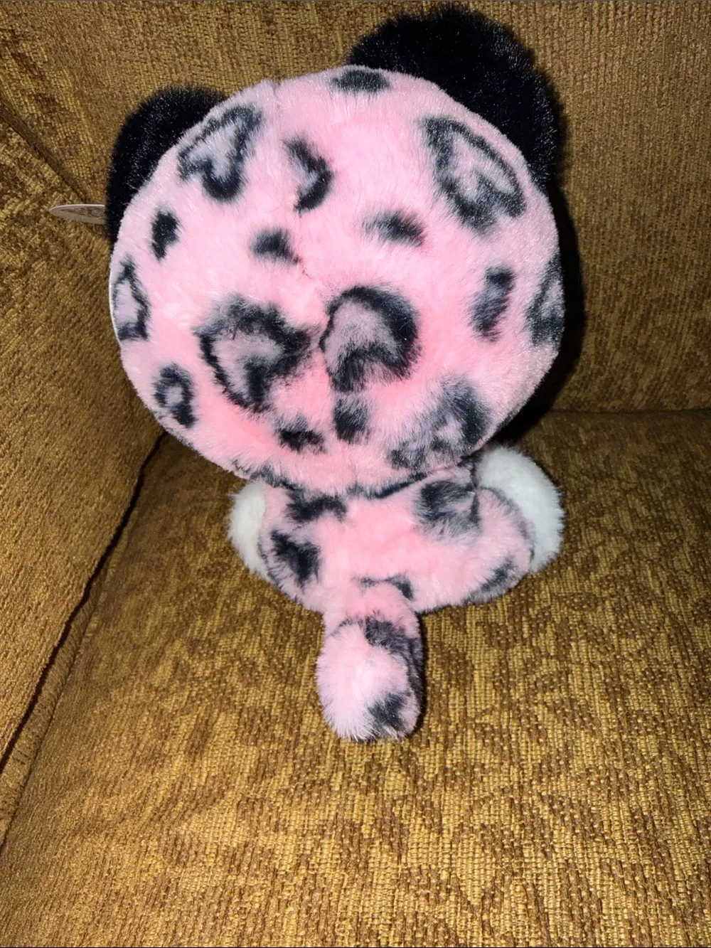 Pink and Black Leopard Plush Small Pet Toy - Soft Cuddly Companion